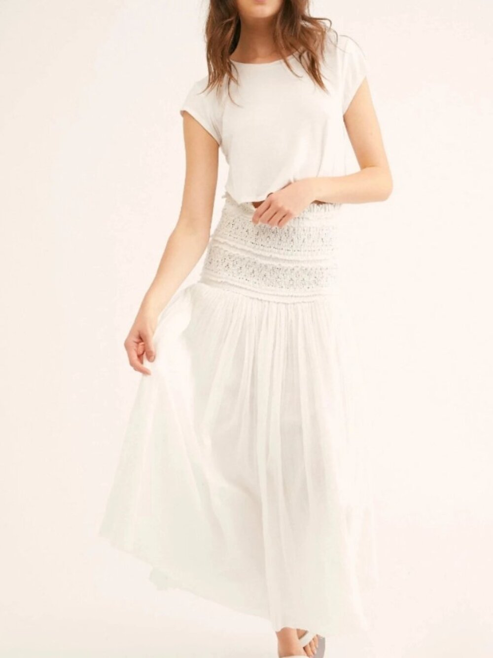 Free People Fp One Ravenna Convertible Maxi Skirt Crochet Smocked Dress XS